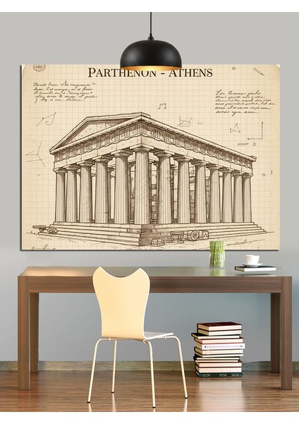 Antik Yunan Tapınağı Mimari Dekoratif Kanvas - Mdf Ahşap Tablo indirimleri