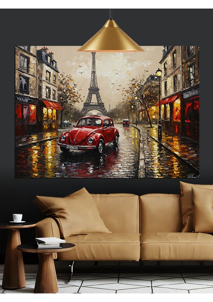 Paris Eyfel Kulesi Klasik Araba Dekoratif Kanvas - Mdf Ahşap Tablo modelleri