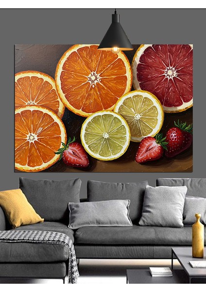 Dilimlenmiş Narenciye Meyveleri Kompozisyon Dekoratif Kanvas - Mdf Ahşap Tablo