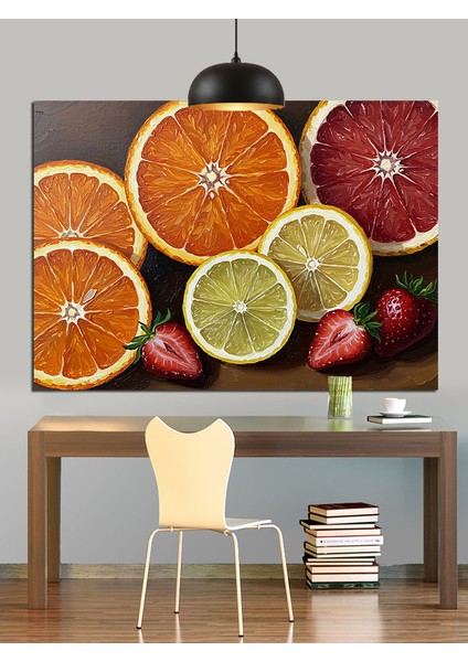 Dilimlenmiş Narenciye Meyveleri Kompozisyon Dekoratif Kanvas - Mdf Ahşap Tablo modelleri