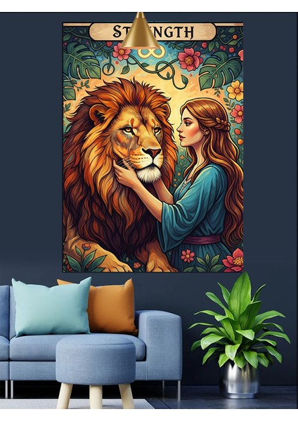 Güneşin Altında Yatan Aslan ve Kadın Dekoratif Kanvas - Mdf Ahşap Tablo modelleri