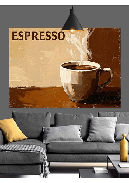 Espresso Kahve Fincanı Sanatı Dekoratif Kanvas - Mdf Ahşap Tablo
