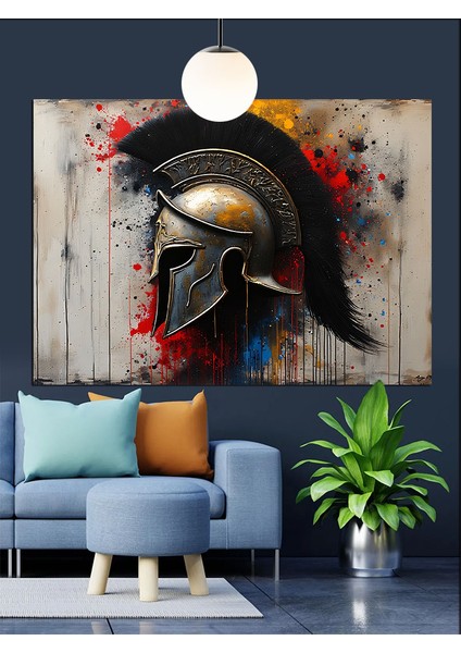 Yunan Savaş Başlığı Kask Sanat Dekoratif Kanvas - Mdf Ahşap Tablo