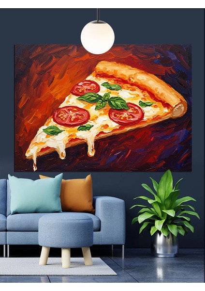 Büyük Dilim Lezzetli Pizza Dekoratif Kanvas - Mdf Ahşap Tablo