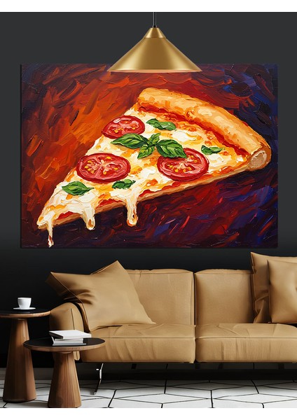 Büyük Dilim Lezzetli Pizza Dekoratif Kanvas - Mdf Ahşap Tablo fiyatları