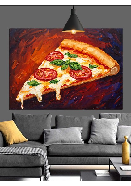 Büyük Dilim Lezzetli Pizza Dekoratif Kanvas - Mdf Ahşap Tablo modelleri