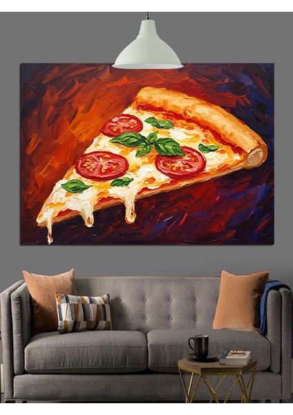 Büyük Dilim Lezzetli Pizza Dekoratif Kanvas - Mdf Ahşap Tablo fırsatları