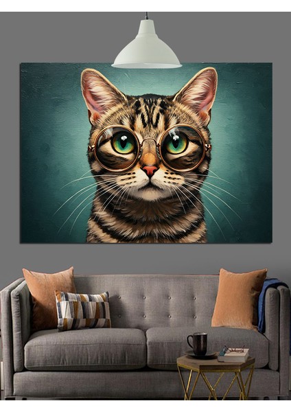 Kedi Yüzü Yeşil Gözler Dekoratif Kanvas - Mdf Ahşap Tablo modelleri