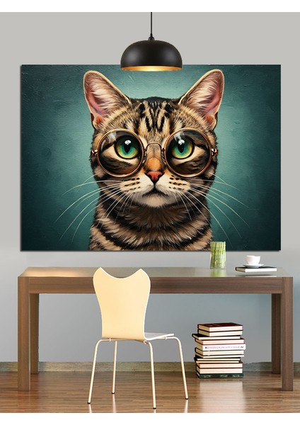 Kedi Yüzü Yeşil Gözler Dekoratif Kanvas - Mdf Ahşap Tablo fırsatları