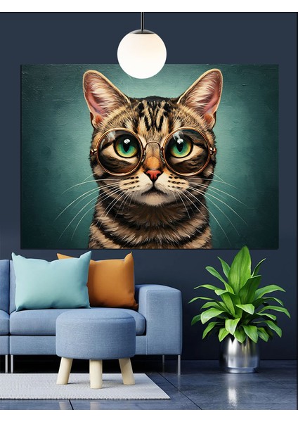 Kedi Yüzü Yeşil Gözler Dekoratif Kanvas - Mdf Ahşap Tablo indirimleri