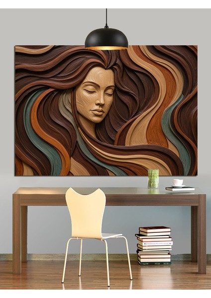 Uzun Saçlı Kadın Portre Dekoratif Kanvas - Mdf Ahşap Tablo modelleri