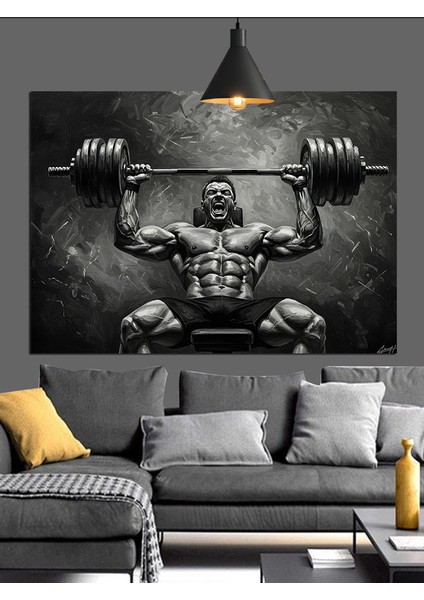 Vücut Geliştirme Ağırlık Kaldırma Spor Dekoratif Kanvas - Mdf Ahşap Tablo fiyatları