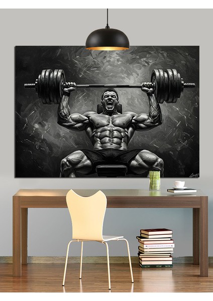 Vücut Geliştirme Ağırlık Kaldırma Spor Dekoratif Kanvas - Mdf Ahşap Tablo fırsatları