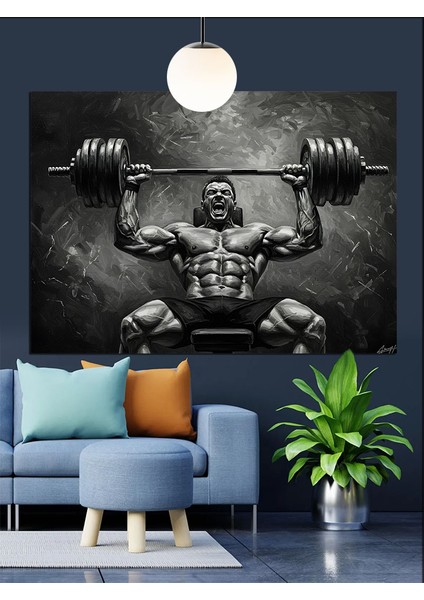 Vücut Geliştirme Ağırlık Kaldırma Spor Dekoratif Kanvas - Mdf Ahşap Tablo indirimleri