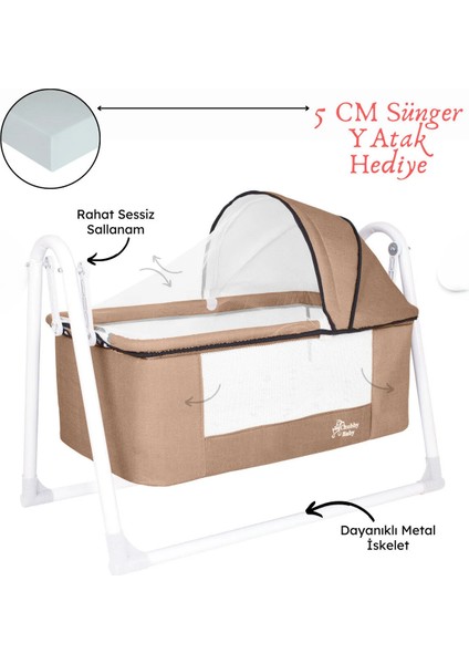 Babydoor Nest First Class Portatif Sepet Beşik Silinebilir Kumaş 5 cm Sünger Yatak Hediyeli
