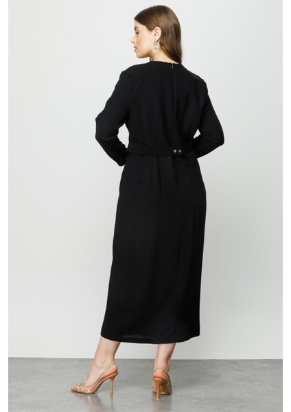 8010 Gilda Taş Detaylı Uzun Elbise fırsatları