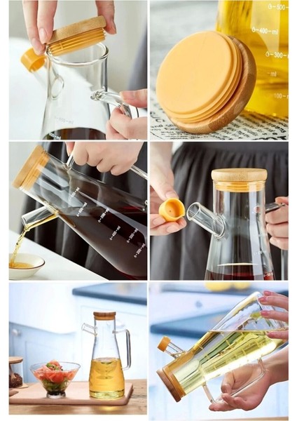 900ML Borosilikat Cam Master Chef Model Yağdanlık [bambu Kapaklı] fırsatları