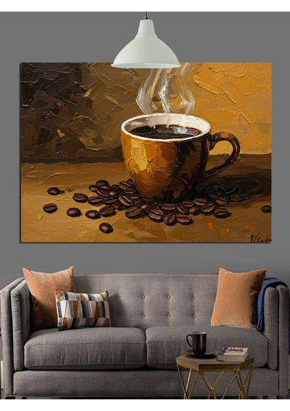 Sıcak Kahve Çekirdekleri Fincan Dekoratif Kanvas - Mdf Ahşap Tablo fiyatları