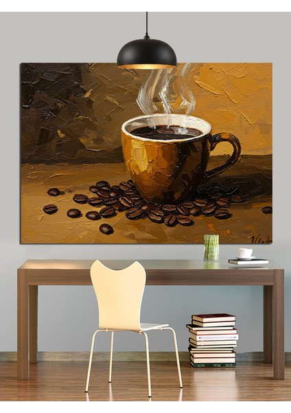 Sıcak Kahve Çekirdekleri Fincan Dekoratif Kanvas - Mdf Ahşap Tablo modelleri