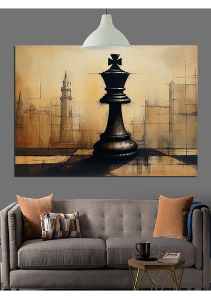 Satranç Şah Taşı Londra Dekoratif Kanvas - Mdf Ahşap Tablo