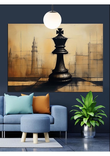 Satranç Şah Taşı Londra Dekoratif Kanvas - Mdf Ahşap Tablo modelleri