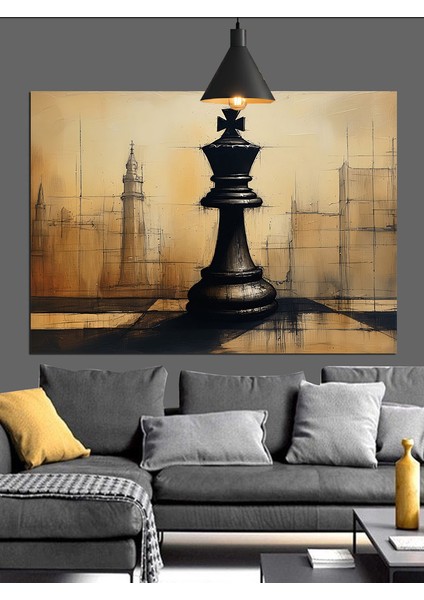 Satranç Şah Taşı Londra Dekoratif Kanvas - Mdf Ahşap Tablo indirimleri
