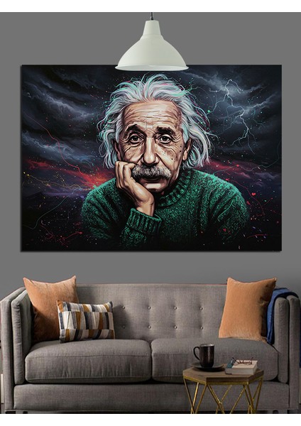 Albert Einstein Düşünen Portre Dekoratif Kanvas - Mdf Ahşap Tablo fiyatları