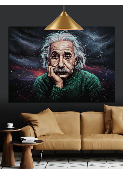Albert Einstein Düşünen Portre Dekoratif Kanvas - Mdf Ahşap Tablo indirimleri