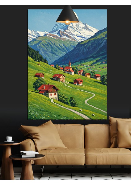 Yeşil Tepelerde Manzara Dekoratif Kanvas - Mdf Ahşap Tablo fırsatları