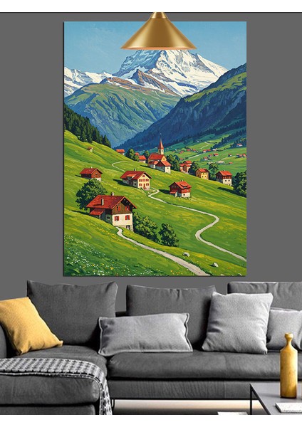 Yeşil Tepelerde Manzara Dekoratif Kanvas - Mdf Ahşap Tablo indirimleri