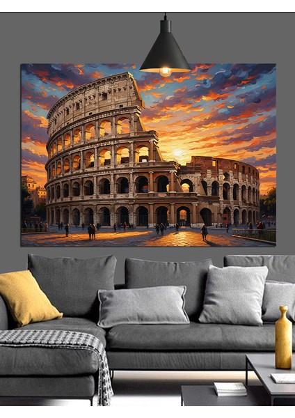 Roma Kolezyum Günbatımı Dekoratif Kanvas - Mdf Ahşap Tablo modelleri