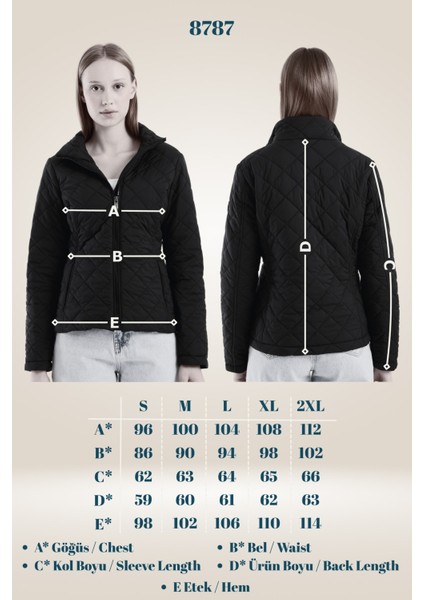 Kadın Baklava Desen Mevsimlik Mont – Hafif Dolgulu, Dik Yaka, Fit Siluet 8787