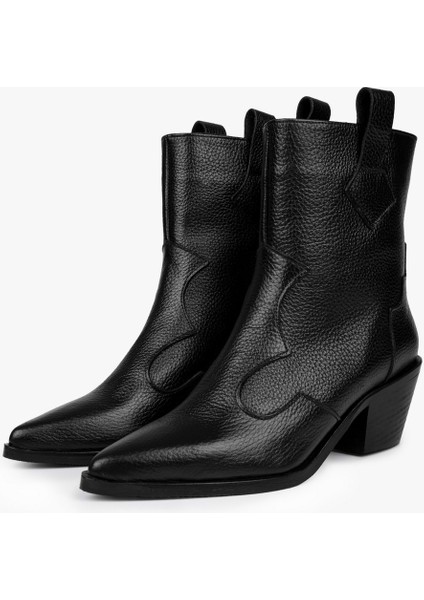 Kadın Maven Siyah Hakiki Deri Kovboy Bot