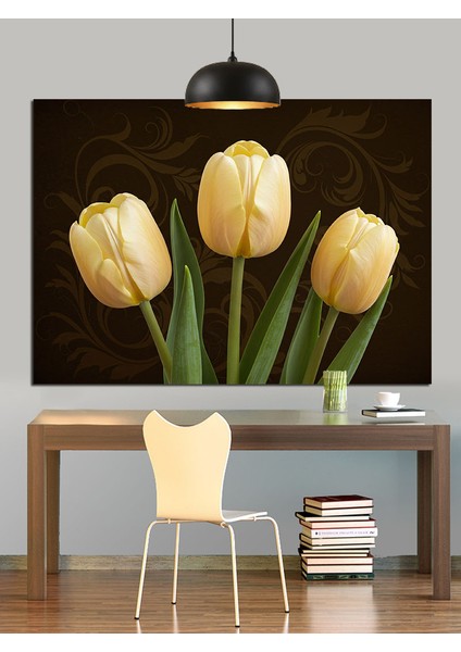 Sarı Lale Çiçekleri Dekoratif Kanvas - Mdf Ahşap Tablo modelleri