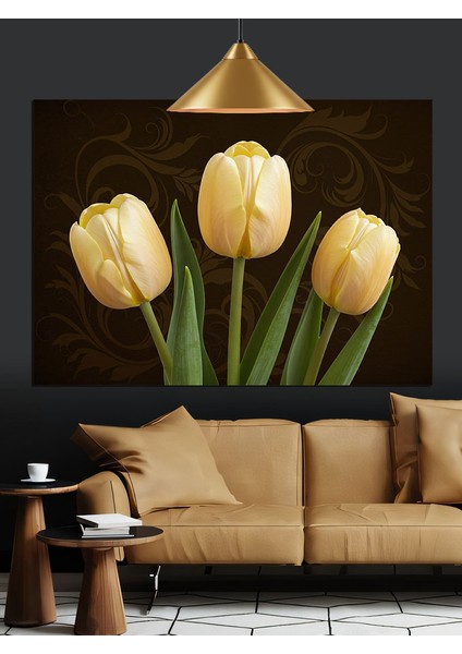 Sarı Lale Çiçekleri Dekoratif Kanvas - Mdf Ahşap Tablo indirimleri