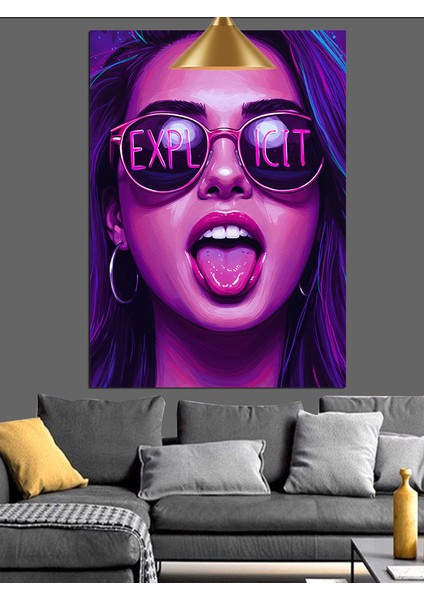 Güneş Gözlüklü Kadın Dekoratif Kanvas - Mdf Ahşap Tablo