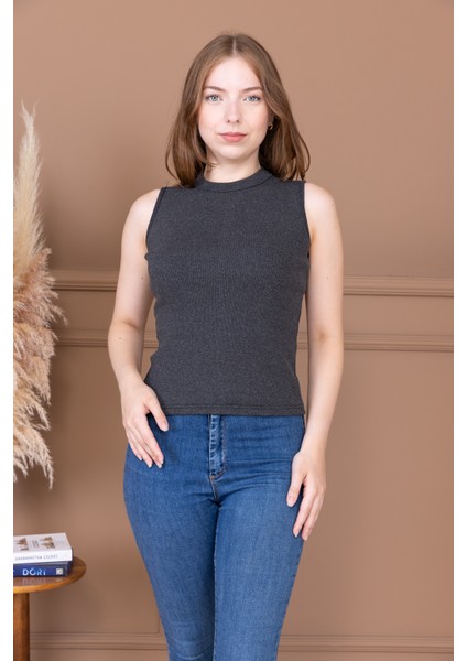 Kaşkorse Sıfır Kol Bisiklet Yaka Atlet Bluz