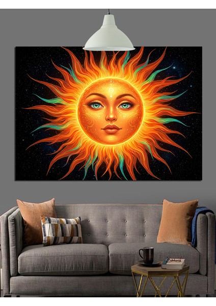 Güneş Yüzü Parlak Işık Enerji Dekoratif Kanvas - Mdf Ahşap Tablo