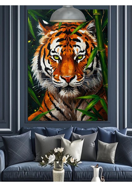 Gür Ormanlarda Dinlenen Vahşi Kaplan Dekoratif Kanvas - Mdf Ahşap Tablo