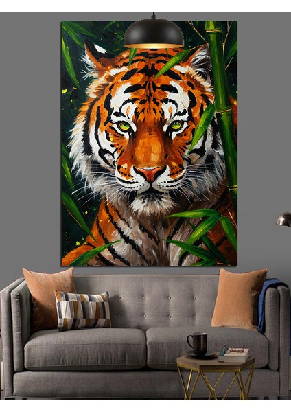 Gür Ormanlarda Dinlenen Vahşi Kaplan Dekoratif Kanvas - Mdf Ahşap Tablo fiyatları