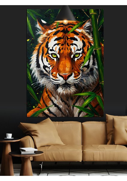 Gür Ormanlarda Dinlenen Vahşi Kaplan Dekoratif Kanvas - Mdf Ahşap Tablo fırsatları