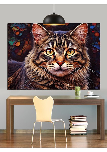 Yakın Çekim Kedi Portresi Dekoratif Kanvas - Mdf Ahşap Tablo