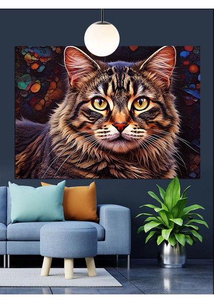 Yakın Çekim Kedi Portresi Dekoratif Kanvas - Mdf Ahşap Tablo fiyatları
