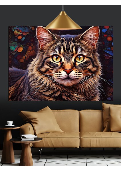 Yakın Çekim Kedi Portresi Dekoratif Kanvas - Mdf Ahşap Tablo modelleri