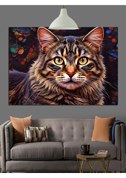 Yakın Çekim Kedi Portresi Dekoratif Kanvas - Mdf Ahşap Tablo indirimleri