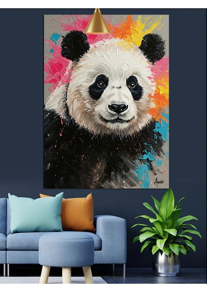 Beyaz Kürk Sevimli Bir Panda Dekoratif Kanvas - Mdf Ahşap Tablo