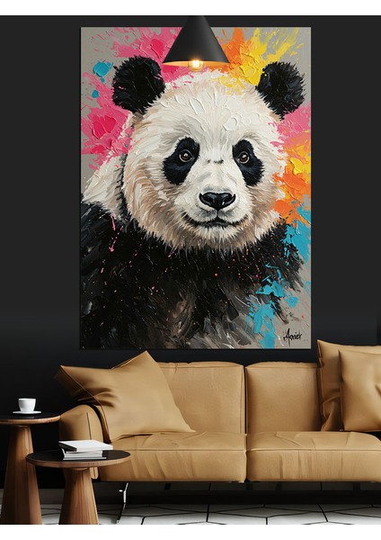 Beyaz Kürk Sevimli Bir Panda Dekoratif Kanvas - Mdf Ahşap Tablo fiyatları