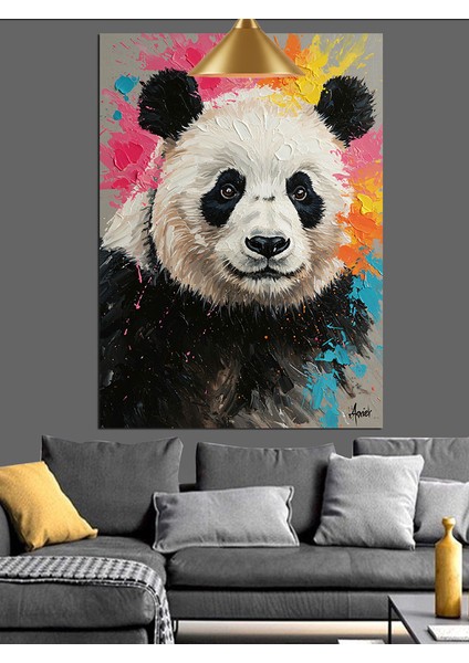 Beyaz Kürk Sevimli Bir Panda Dekoratif Kanvas - Mdf Ahşap Tablo modelleri