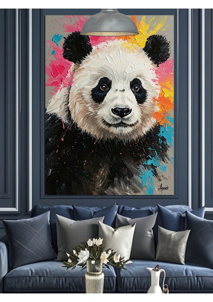 Beyaz Kürk Sevimli Bir Panda Dekoratif Kanvas - Mdf Ahşap Tablo fırsatları