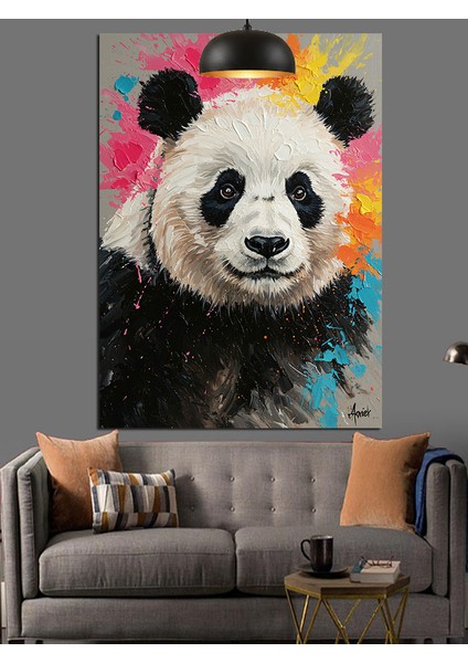 Beyaz Kürk Sevimli Bir Panda Dekoratif Kanvas - Mdf Ahşap Tablo indirimleri